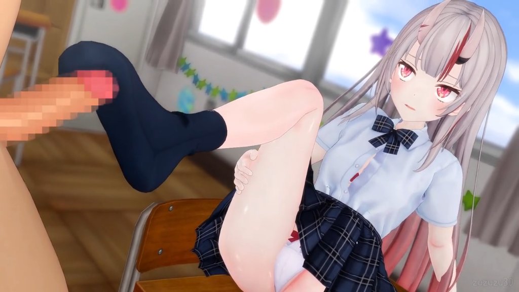 教室でパンツ見せつけながら足コキ　百鬼あやめ サンプル画像